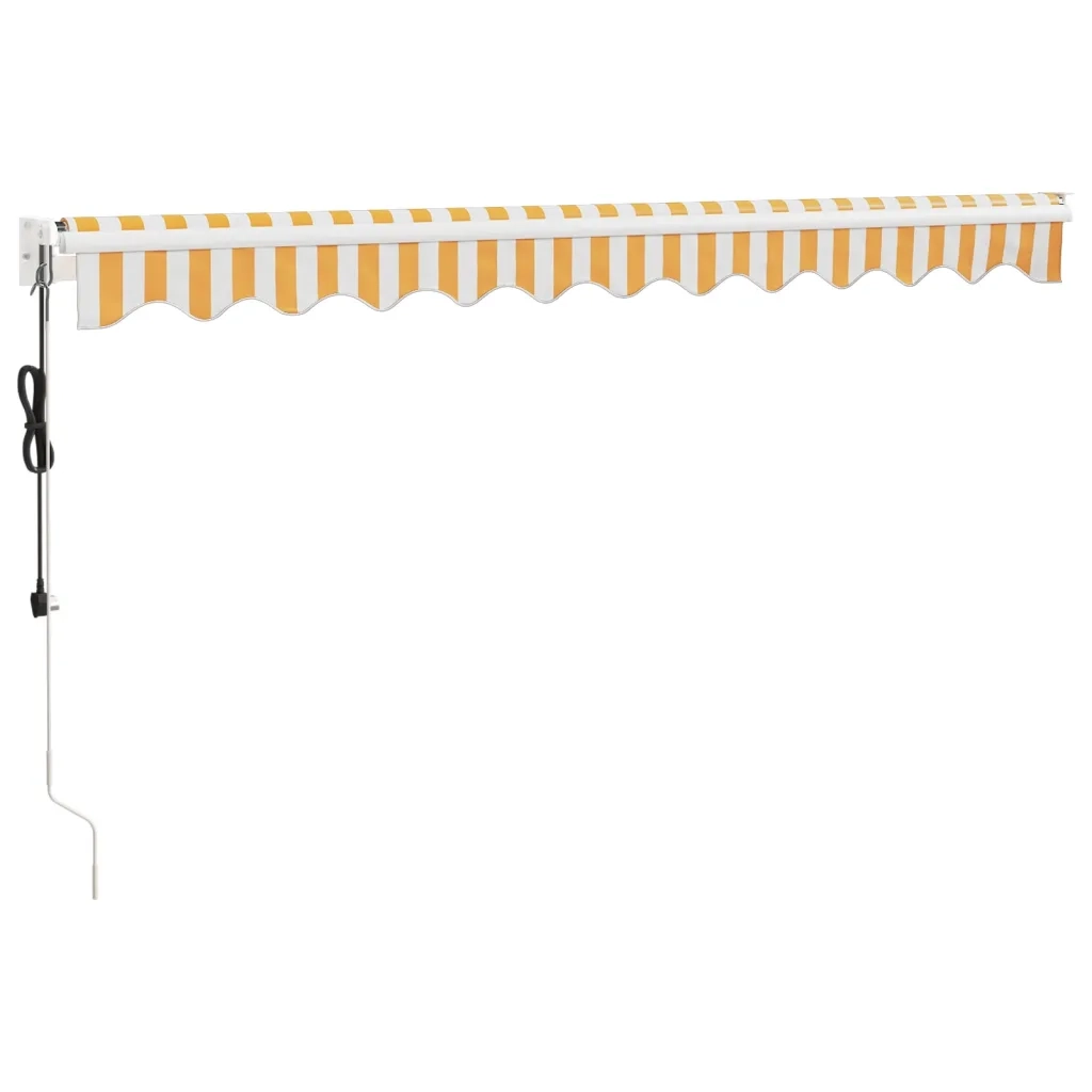 Tenda Sole Automatica Retrattile-Tenda parasole per balcone Gialla e Bianca 3,5x2,5 m 895465