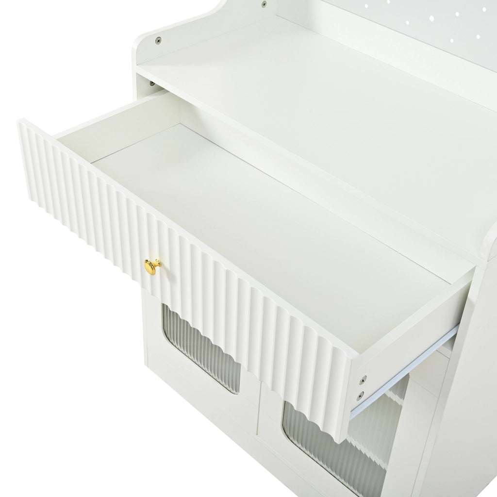 Credenza alta con ripiani regolabili e LED - per cucina - 80×40×180 cm - bianco