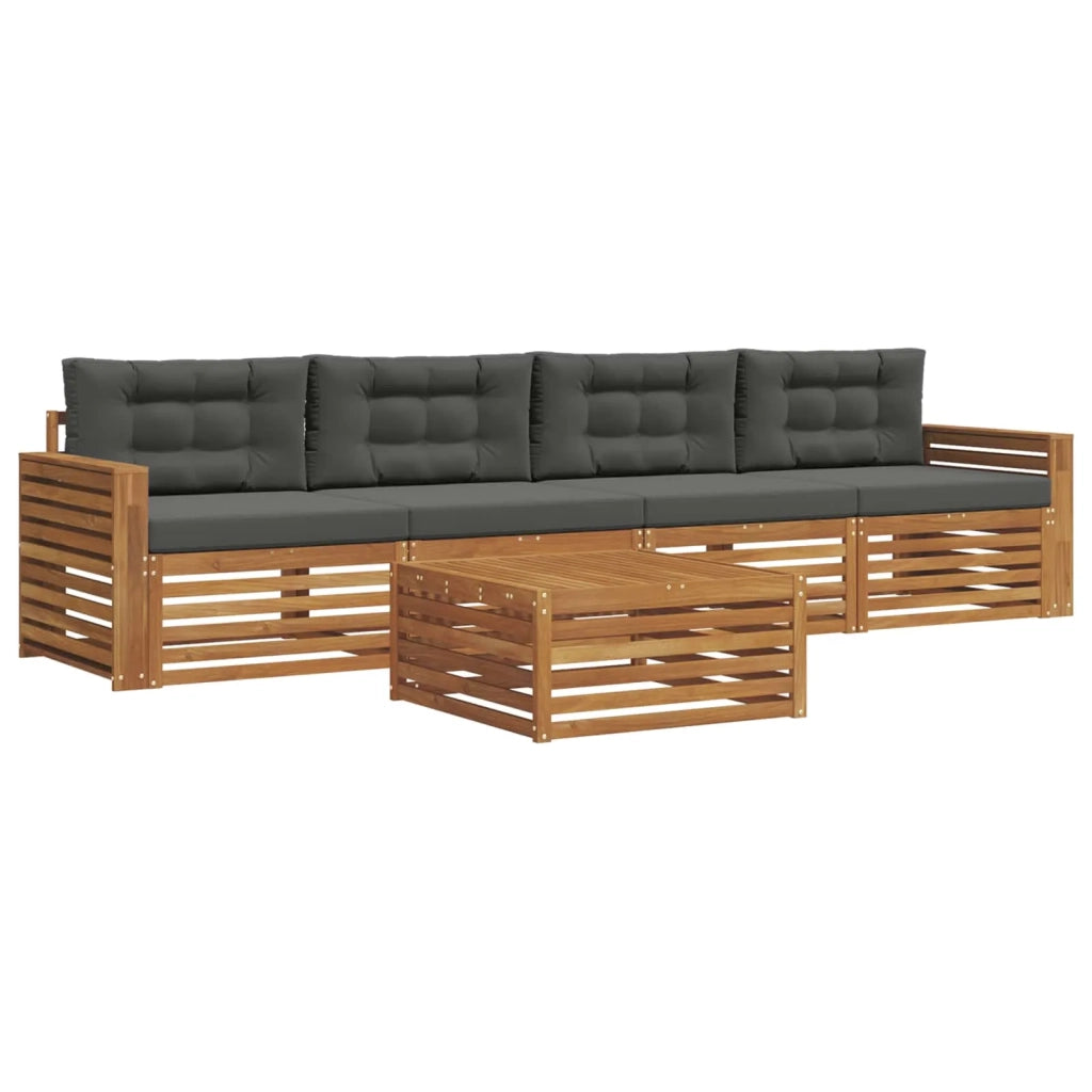 Set di divani da esterno con cuscino 5 pcs Naturale e Antracite