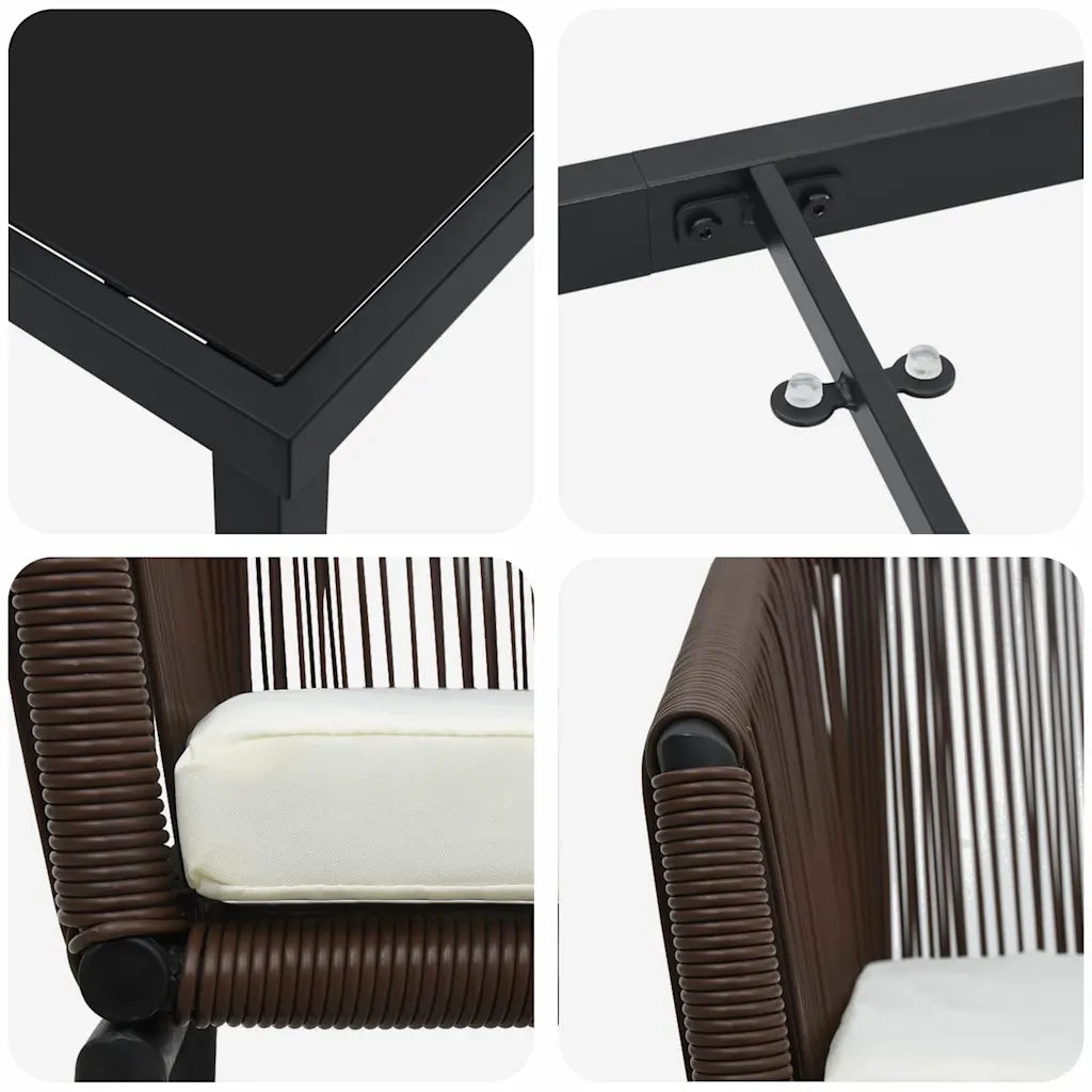 Set da Pranzo per Giardino 3 pcs Marrone 3379352