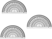 Angolo di 180 gradi - 3-Pack - Kunststof - Transparante - Misurazione angolare - Calcolatrice - Scaglie chiare - Strumento di misura