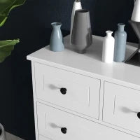 Cassettiera con 5 Cassetti in Legno Salvaspazio e Antiribaltamento, 74x40x91cm, Bianco