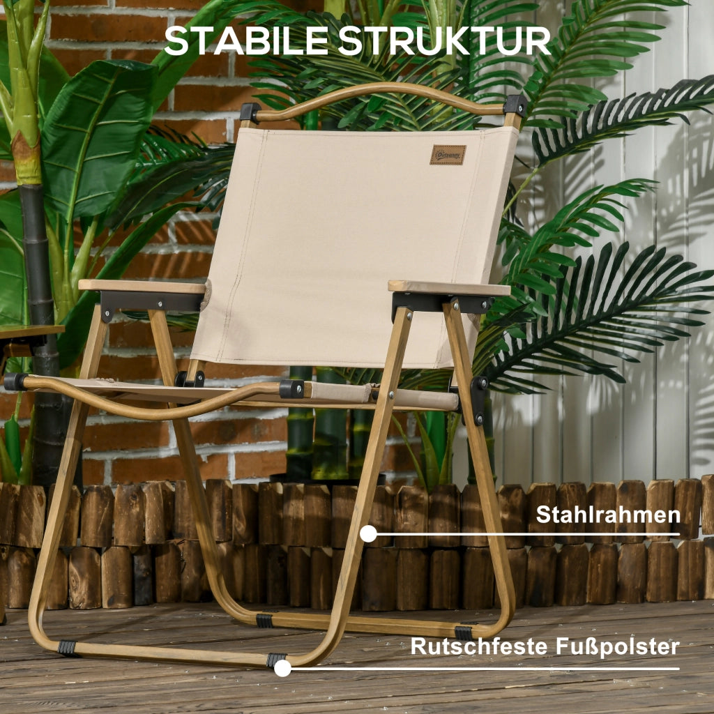 Sedia da giardino pieghevole ¨C zephmum ¨C acciaio, effetto legno, kaki
