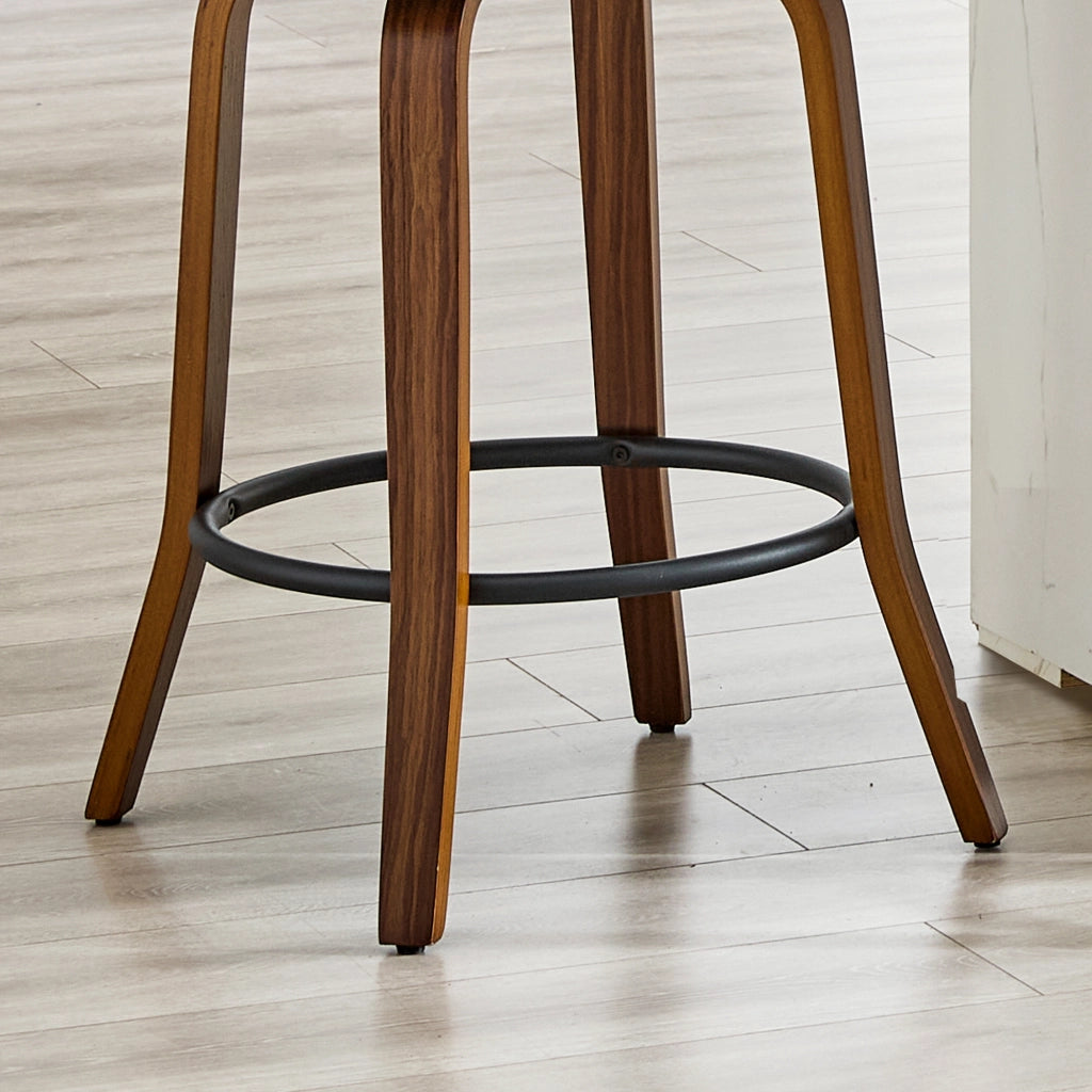 Sgabello da bar con schienale in legno e seduta in pu marrone, set da 2 per isola cucina, 95 cm