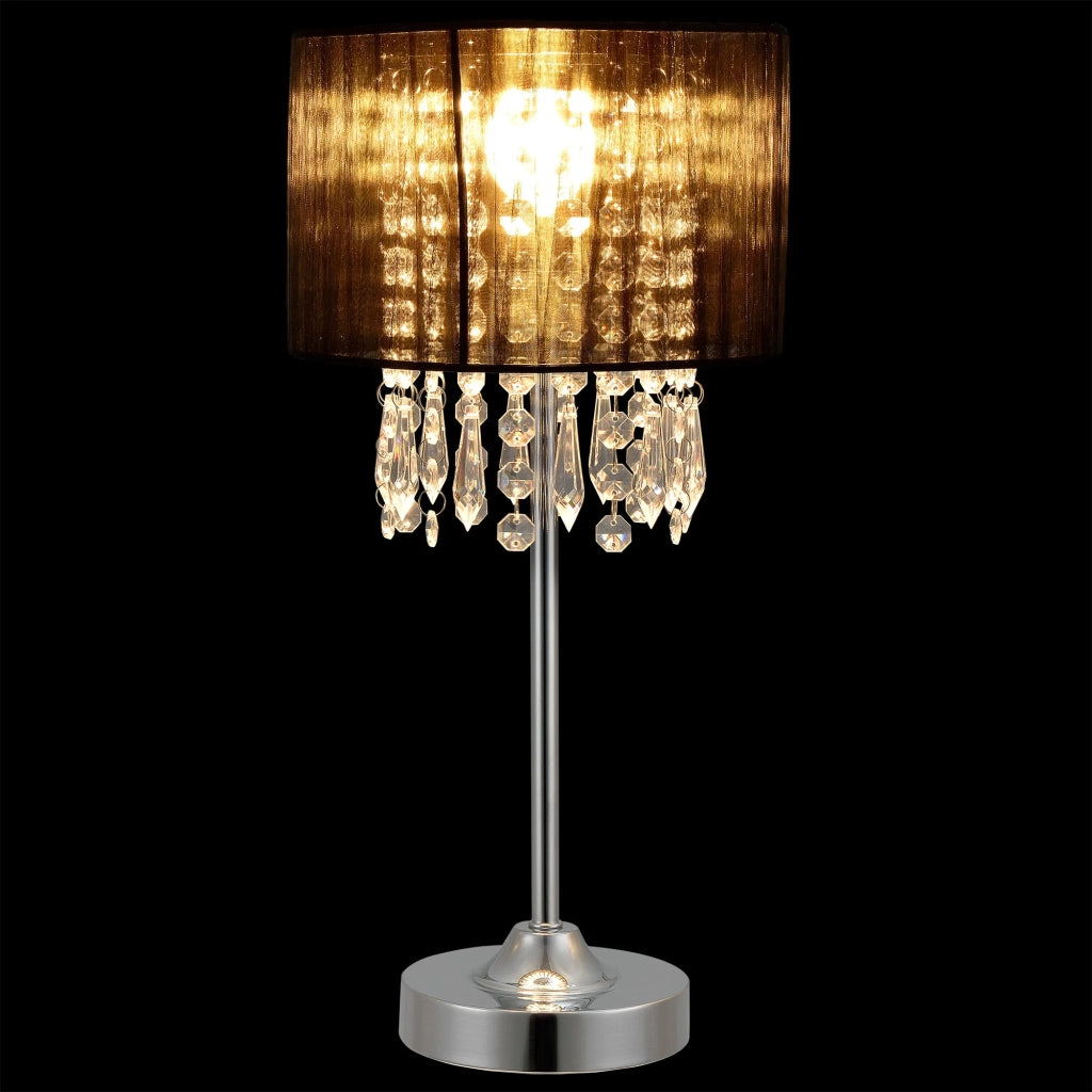 Elegante lampada da scrivania lampada da tavolo alla moda lampada da lettura con cristalli sintetici attacco in metallo E14 altezza 40 cm nero 03_0005271