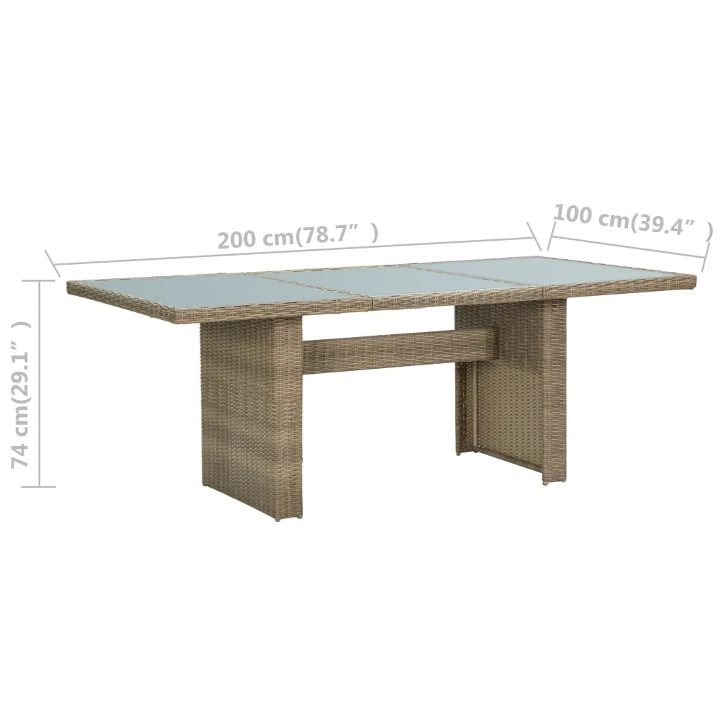 Tavolo da Giardino Marrone 200x100x74 cm in Vetro e Polyrattan cod mxl 34445