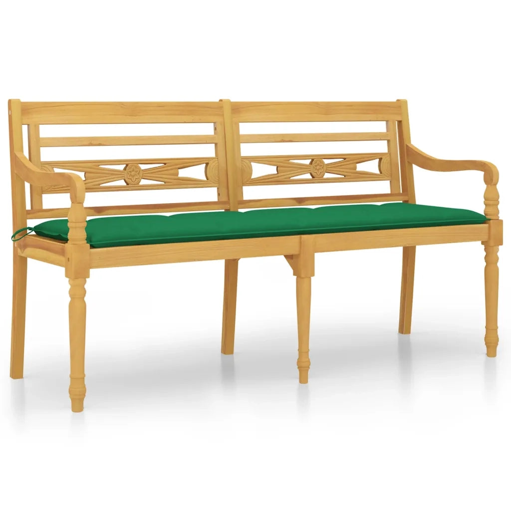 Panchina Batavia con Cuscino Verde 150 cm Legno Massello Teakcod mxl 73552