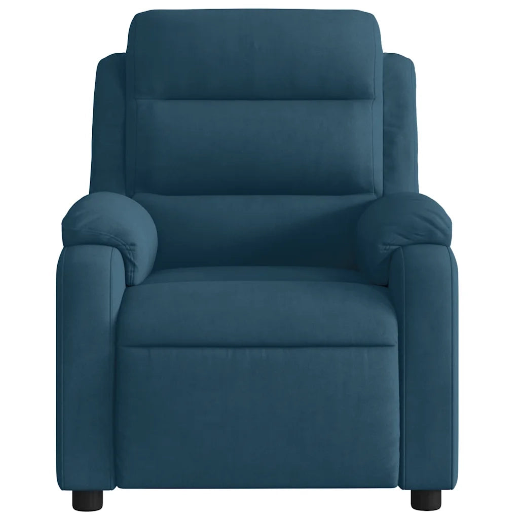 Poltrona Massaggiante Reclinabile Elettrica Blu in Velluto