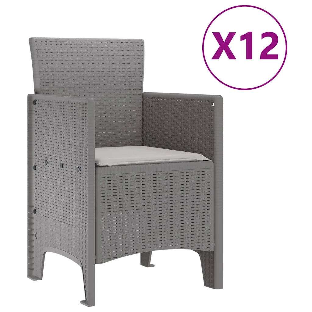 Set da Pranzo per Giardino 13 pcs Grigio chiaro Poly Rattan 3378629