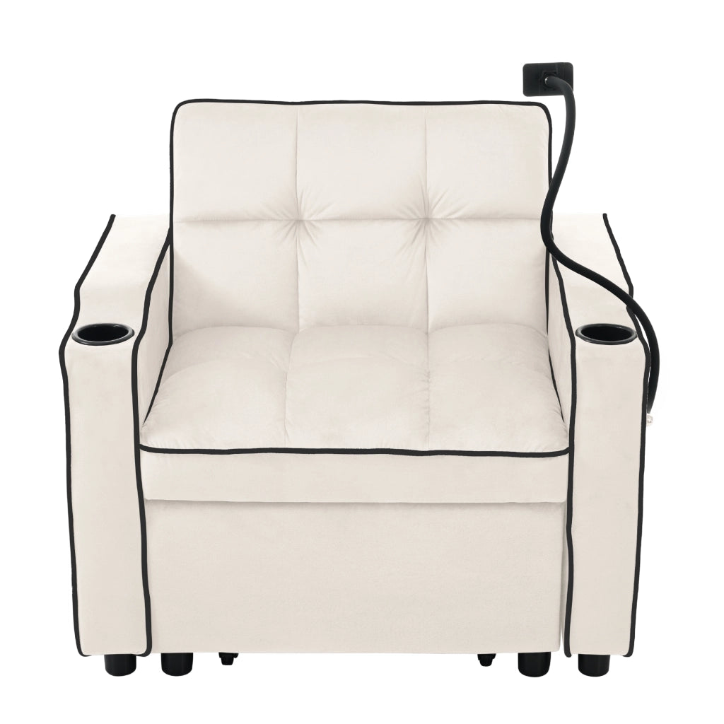 Divano Letto Singolo Estraibile ¨C MINIMAL ¨C con Portabicchieri e Porta-Cellulare, 83x167x76 cm