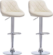 Bar Stool Ergonomico con Schienale - Altezza Sedile 60-82cm - Set di 2 - Cremo - Cucina e Bar - Regolabile in Altezza