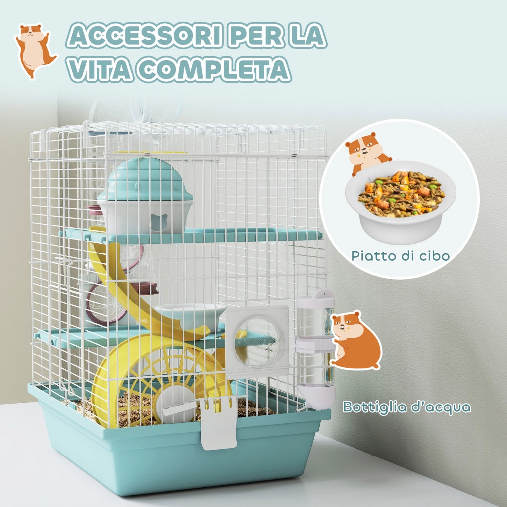 Casetta 3 Livelli per Criceti con Tubi e Accessori ¨C zephmum ¨C Grigio 34.5x27.5x41 cm