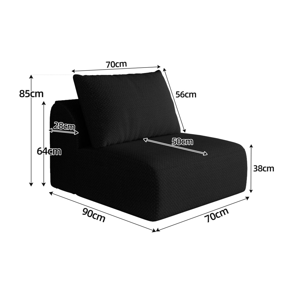 DIVANO 1 posto senza montaggio 75x28x28 cm in tessuto nero