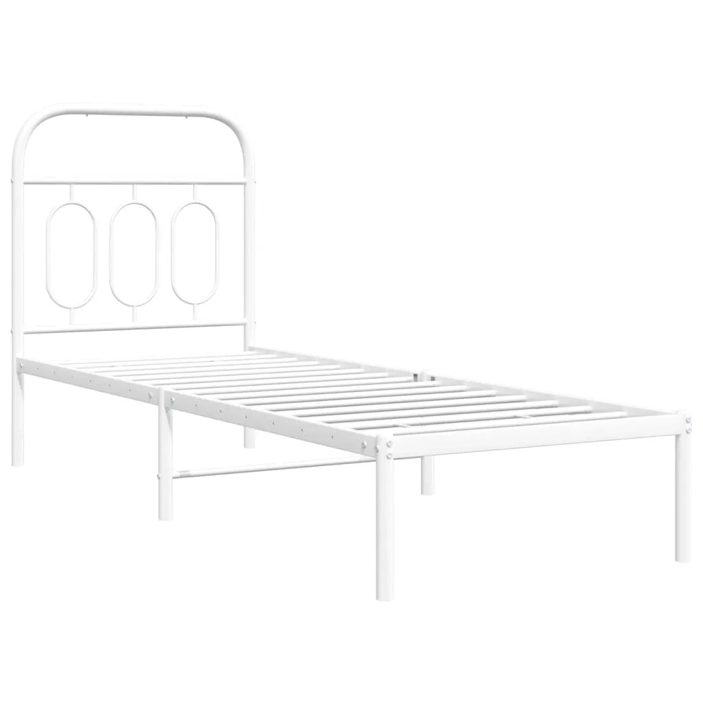 Giroletto senza Materasso con Testiera-Struttura Letto Metallo Bianco 75x190 cm 438052