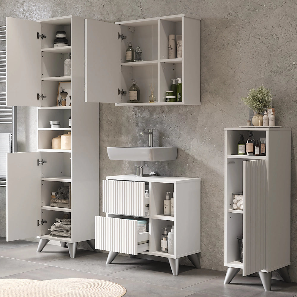 Vicco Set di mobili da bagno Bianco Set di 4 pezzi