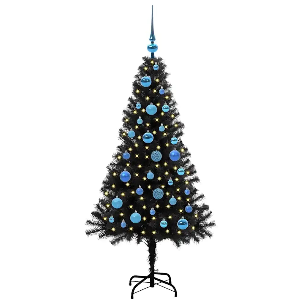 Albero di Natale | Decorazioni natalizie con 150 LED con supporto Nero 150 cm PVC