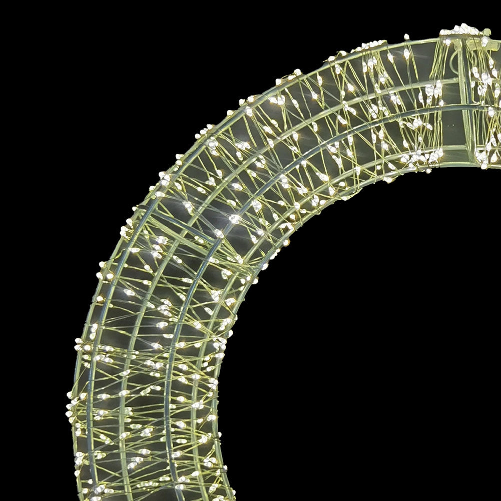 Ghirlanda Natalizia 3D in Metallo con 2400 Luci LED Diametro 70 cm da appendere