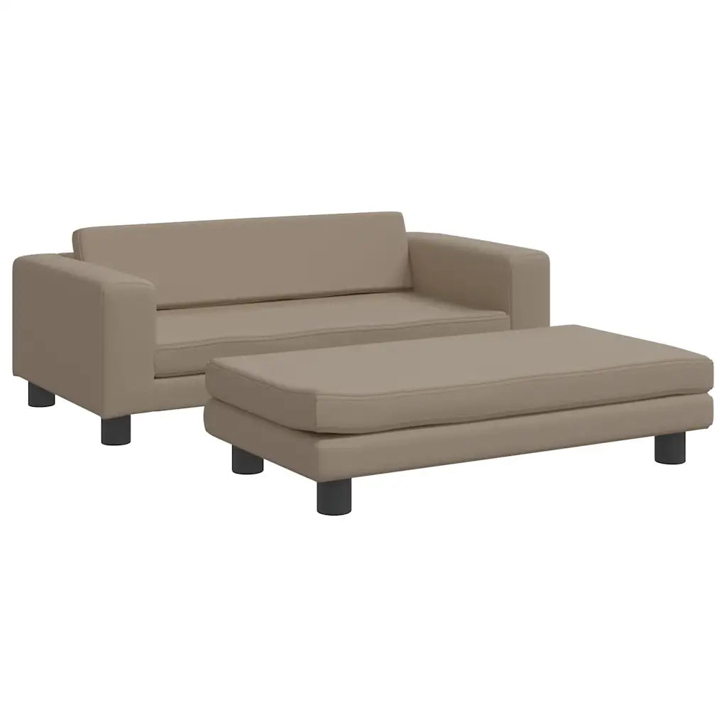 Divano Bambini Poggiapiedi-Sofa-Divanetto Bambini Cappuccino 100x50x30 cm Similpelle