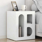 Comodino Bianco Lucido 40 x 35 x 50 cm Legno multistrato