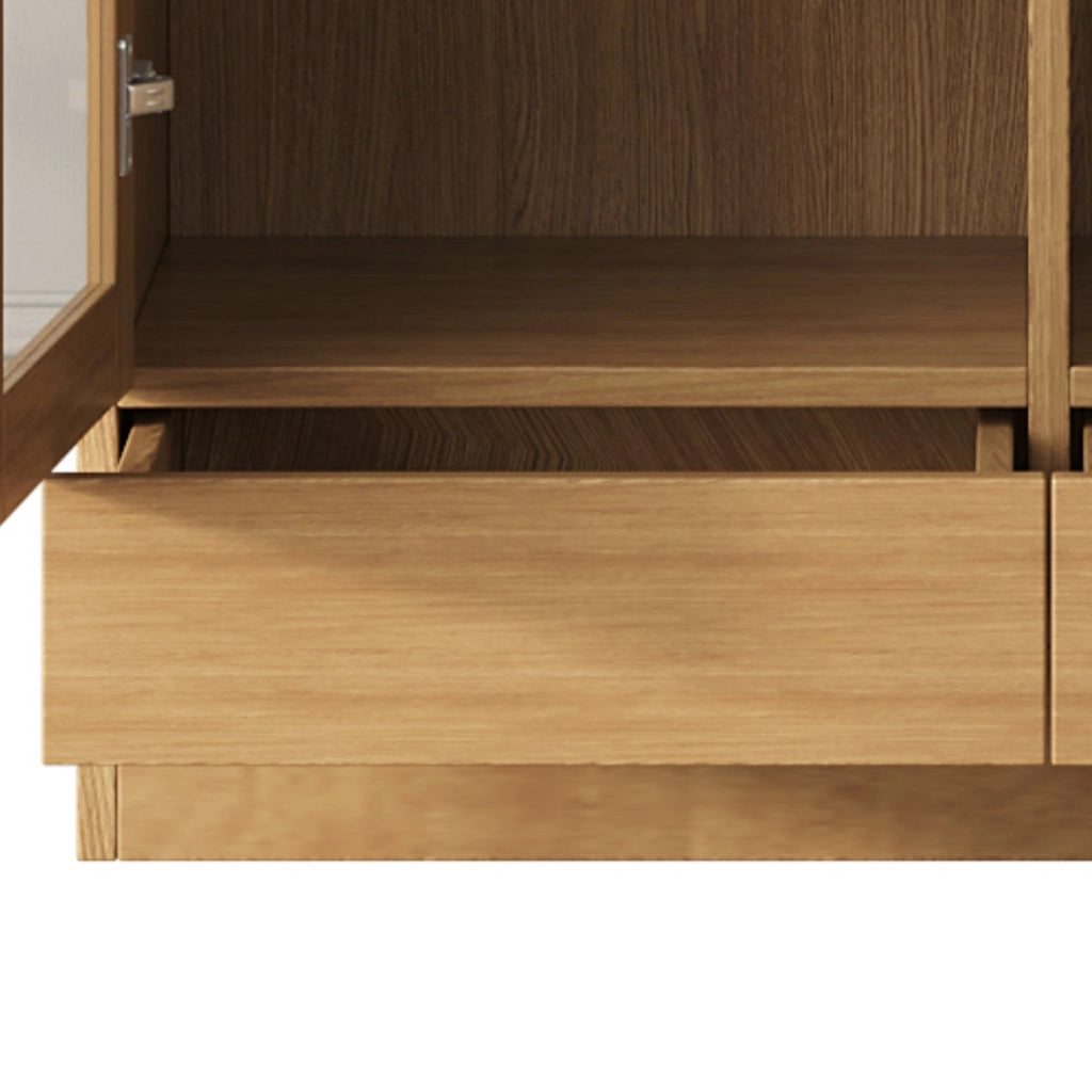 Vetrina multiuso 80x40x160 cm in truciolare e vetro temperato; effetto legno naturale