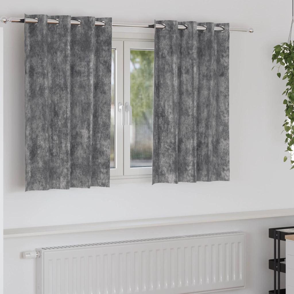Tende di Velluto 2 pz con occhielli Grigio 140x140 cm