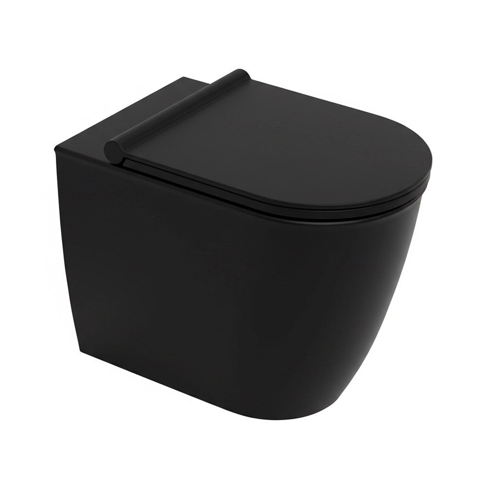 Vaso filomuro traslato nero opaco con sedile soft close di Ceramica Dolomite Mayka