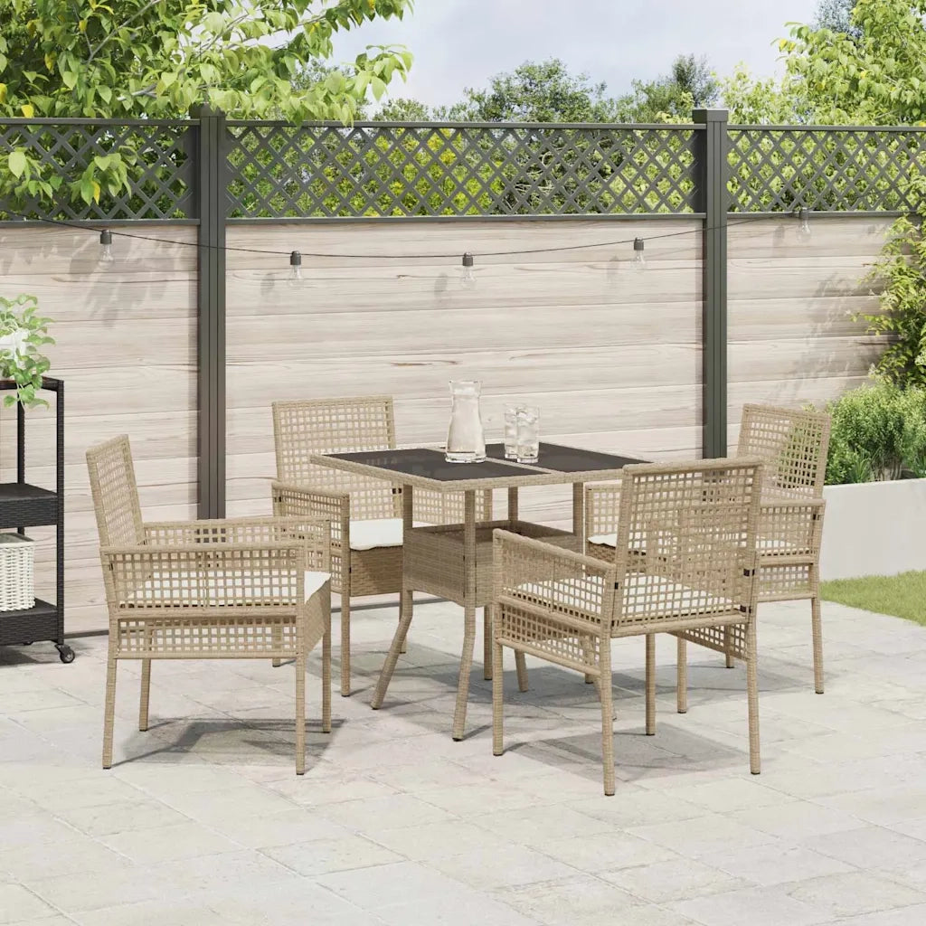 Set da Pranzo per Giardino 5 pcs Beige polyrattan 3334932
