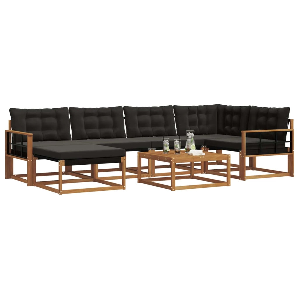 Set di divani da esterno con cuscino 19 pcs Naturale e Nero 3369655