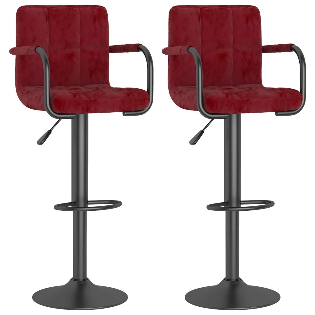 Sgabelli da Bar 2 pz Rosso Vino in Velluto