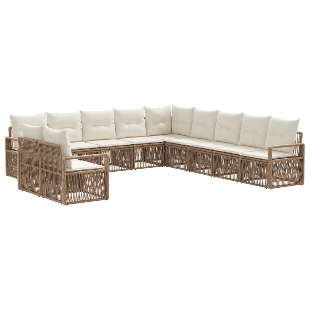 Set Divano da Giardino 11 pcs Beige polyrattan 3435765