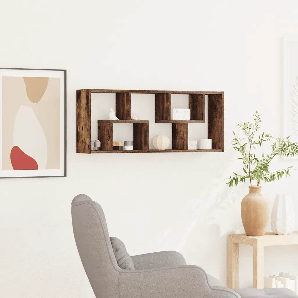 Mensola a Muro Rovere Fumo 36x16x90 cm in Legno Multistrato cod mxl 51747