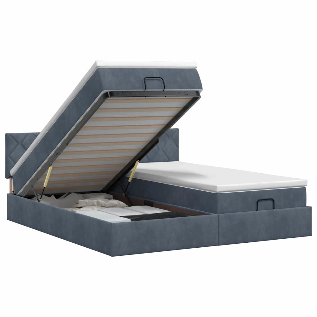 Letto ottomano con materasso 2 pz Grigio Scuro Velluto 3456775
