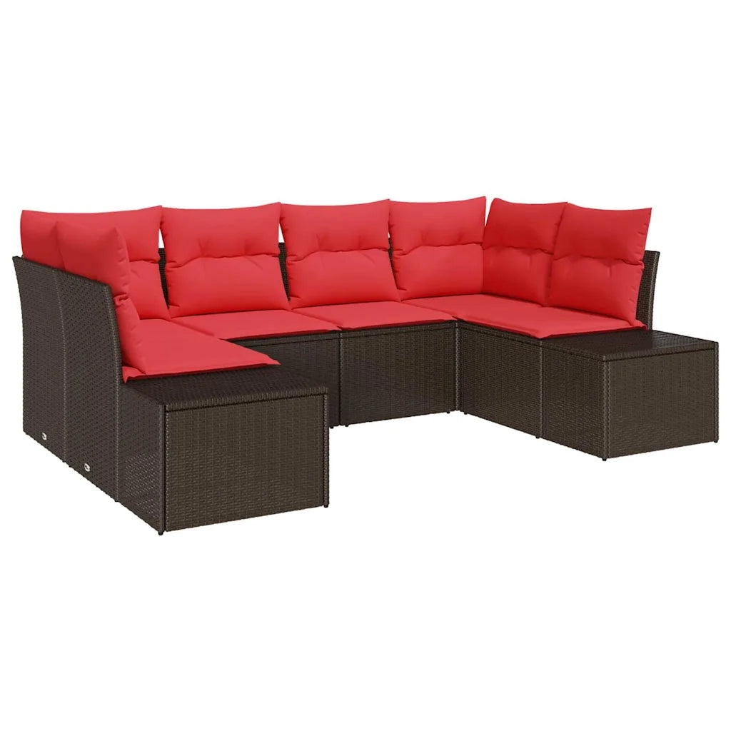 Set Divano da Giardino con cuscino 6 pcs Marrone polyrattan 3347204
