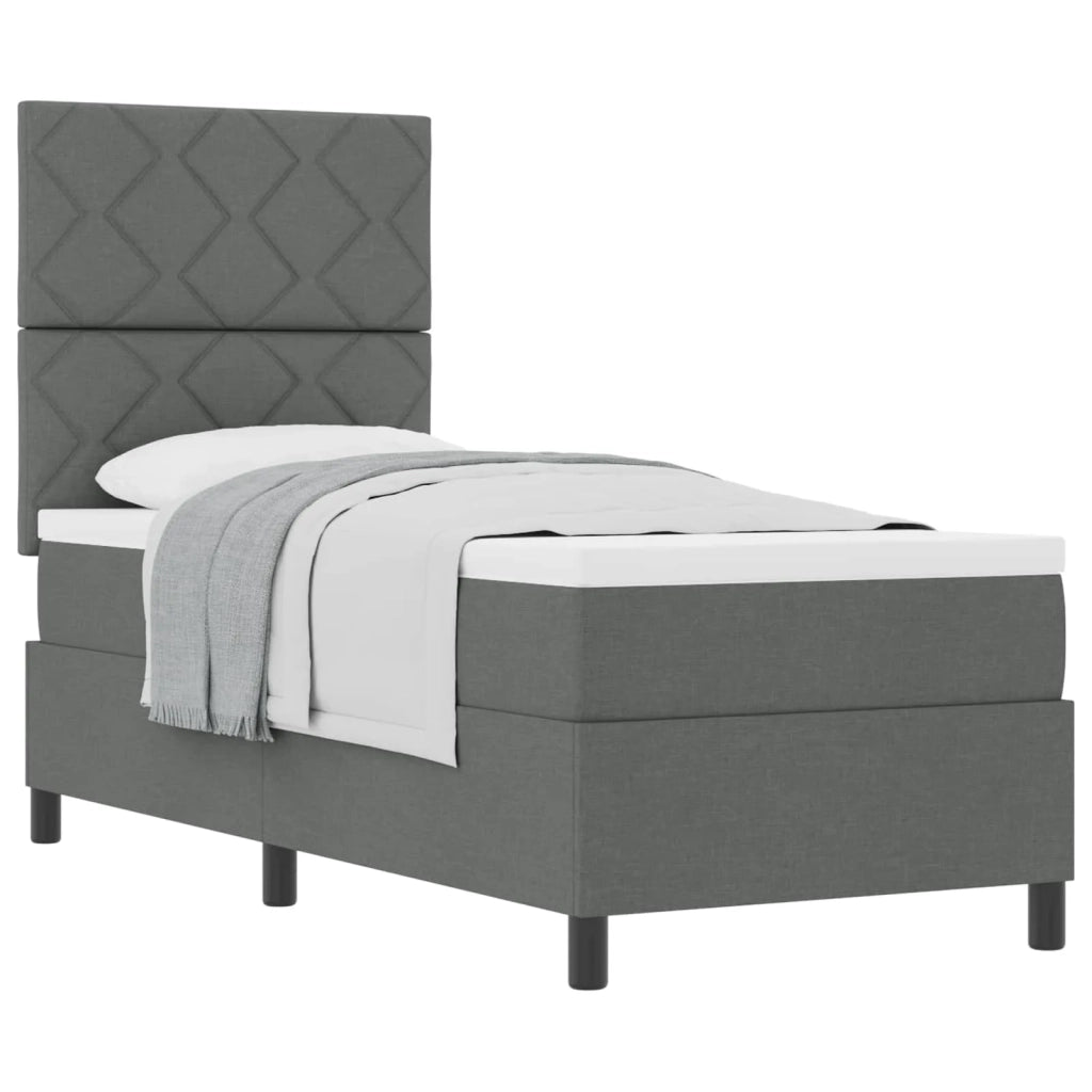 Letto a molle con materasso Grigio scuro 80 x 200 cm Tessuto 3339421