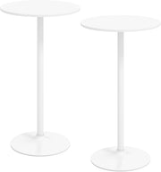 Tavolo da Bar Rotondo, Tavolo da Pub Bistrot con Altezza Regolabile e Base in Metallo, Tavolo da Cocktail in Stile Moderno per Soggiorno, Caffè e Ristorante (Bianco,2)