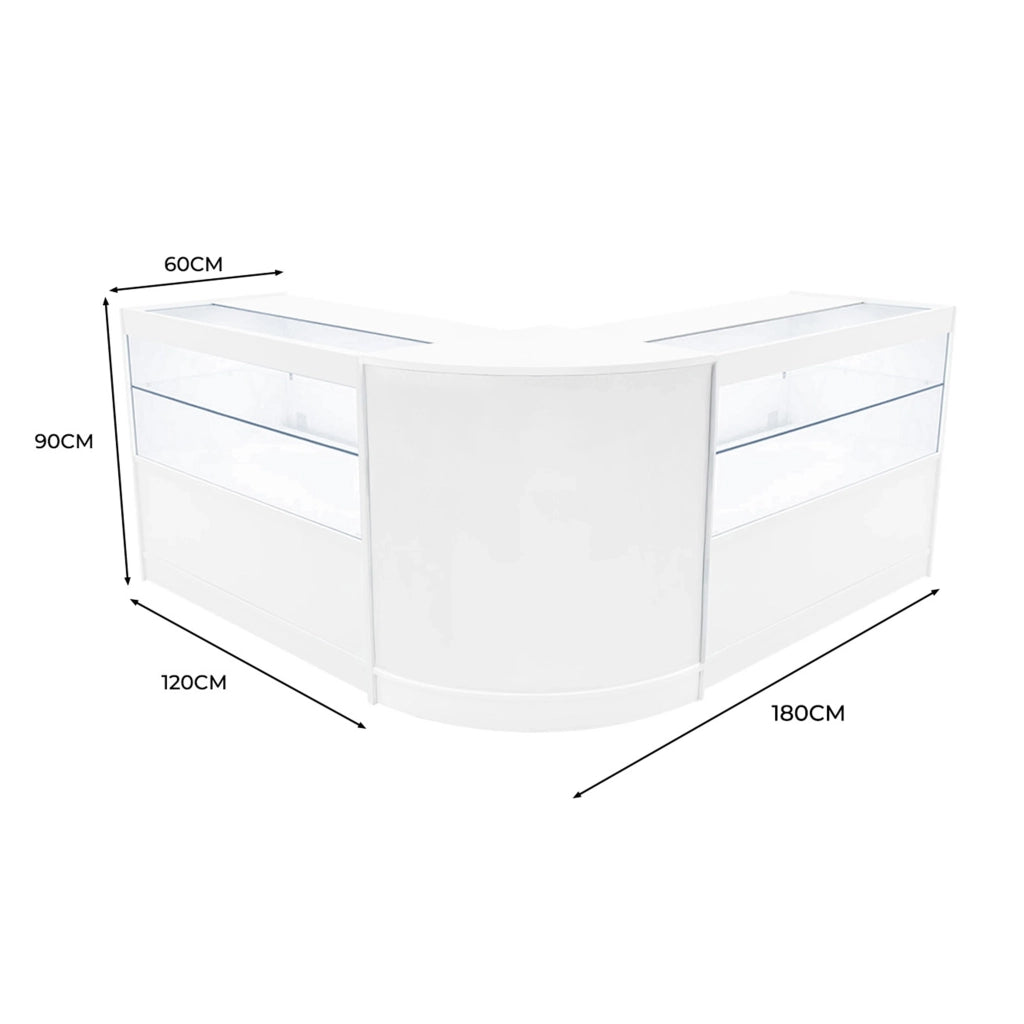 Set Banconi Bianco Selene LED C1200 CM60 con Serratura e Vetrina Espositiva