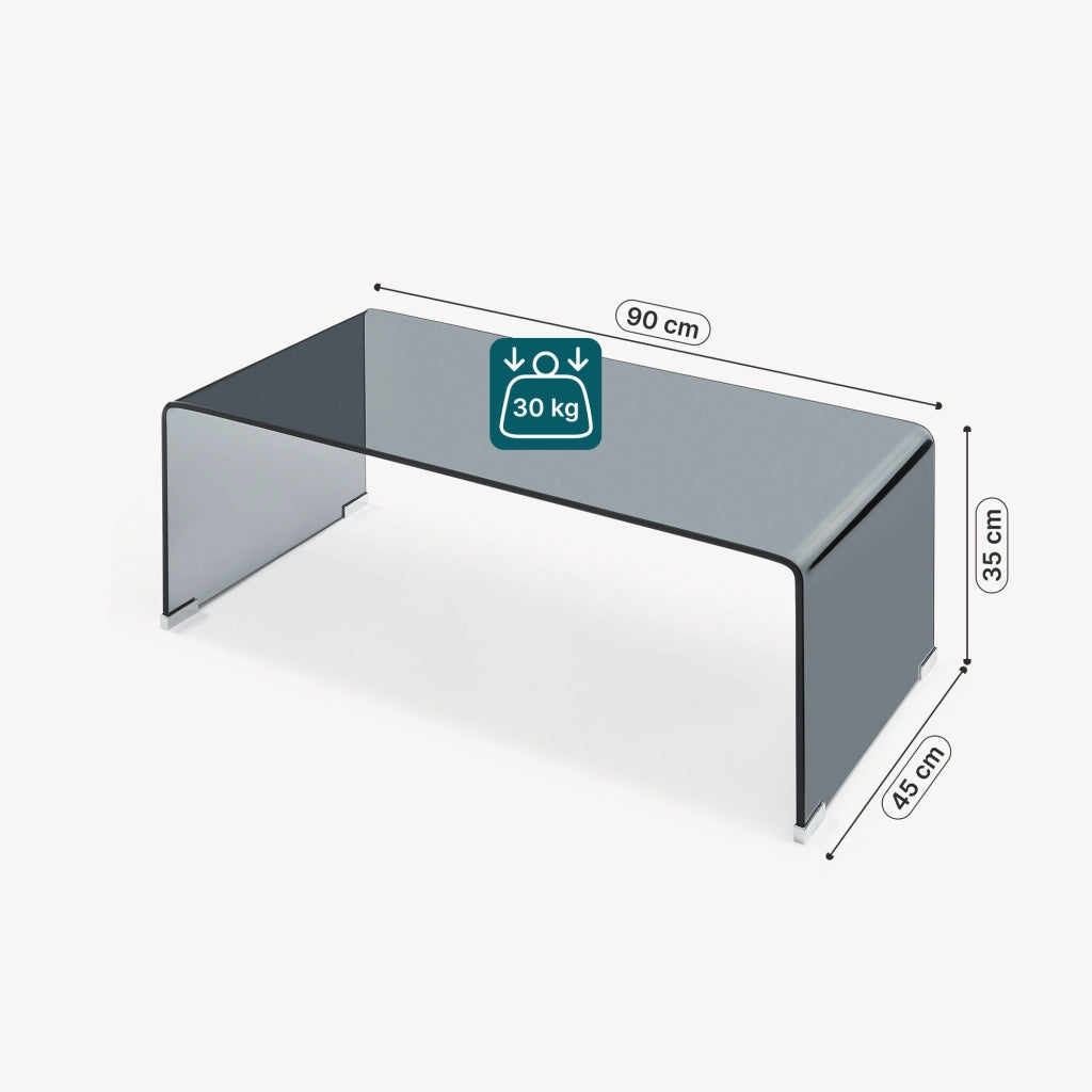 Tavolino da Caffè Väsas in Vetro 90 x 45 x 35 cm - Grigio [en.casa]