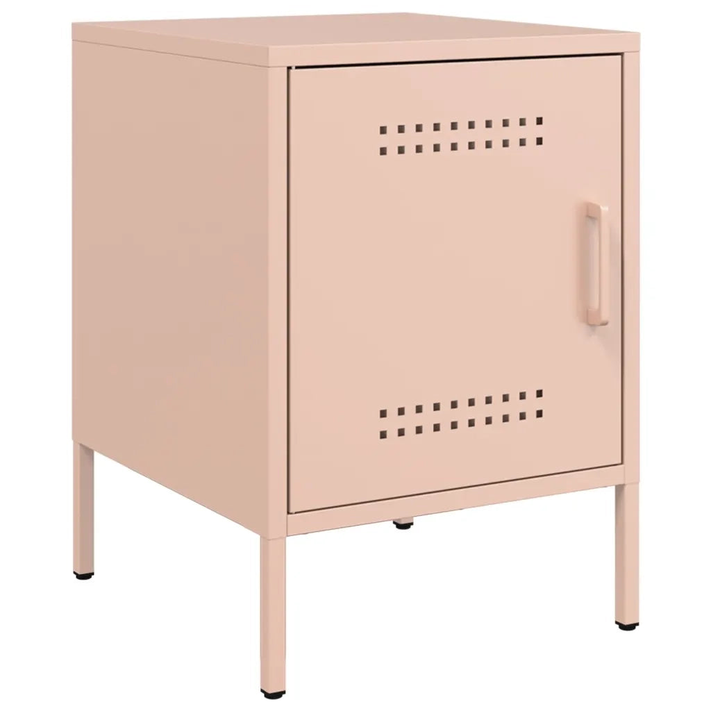 Comodino | Armadio da Notte | Mobiletto da notte Rosa 36x39x50,5 cm in Acciaio