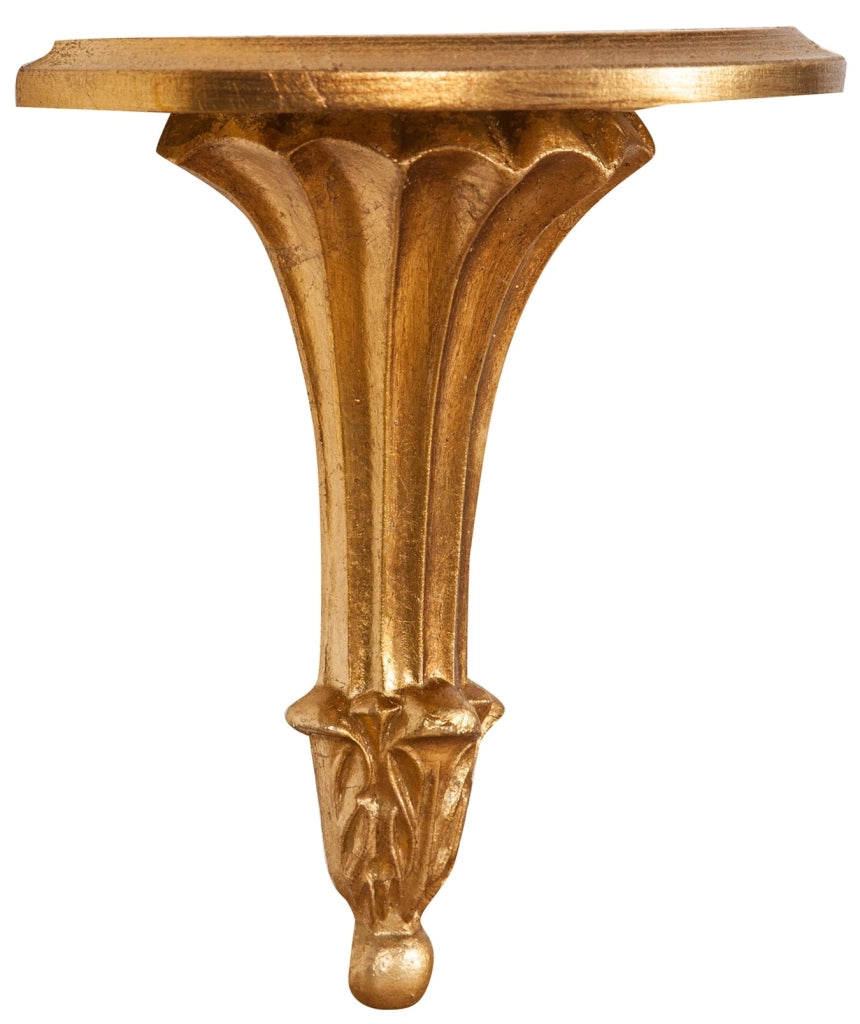 Biscottini Mensola a muro in legno finitura foglia oro anticato L21xPR11xH23 cm Made in Italy