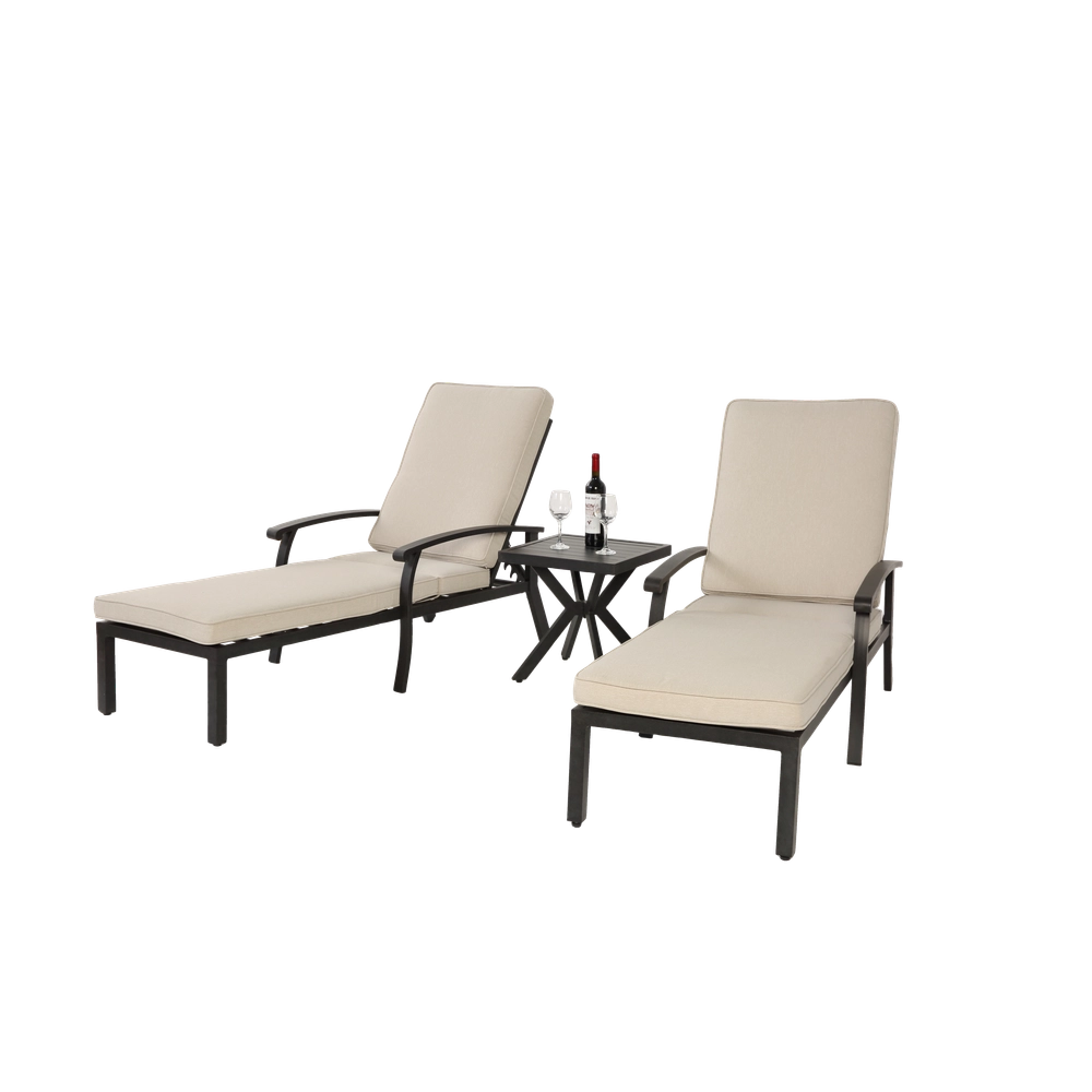 Chaise longue de jardin inclinable - Xylo - Aluminium antirouille coussin beige imperm??able