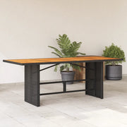 Tavolo Giardino Piano Legno Acacia Nero 190x80x75 cm Polyrattan 365600