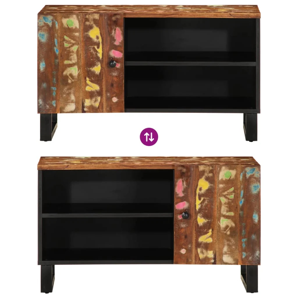 Mobile TV multimediale mensola TV credenza mobile TV sala da pranzo soggiorno camera da letto 80 x 33 x 46 cm legno di recupero e ingegnerizzato marrone 02_0026245