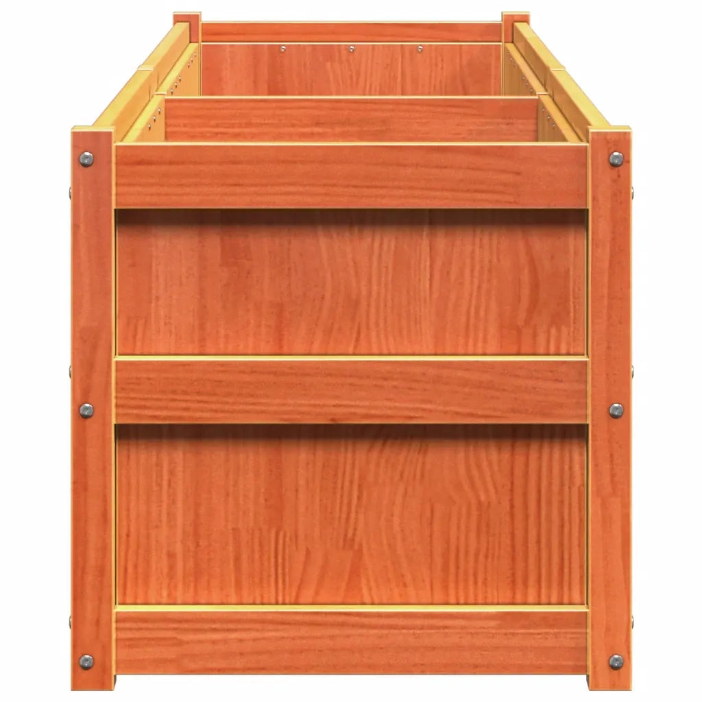 Fioriera | Cassetta per fiori | Vaso Giardino Marrone Cera 180x50x50 cm Legno Massello Pino