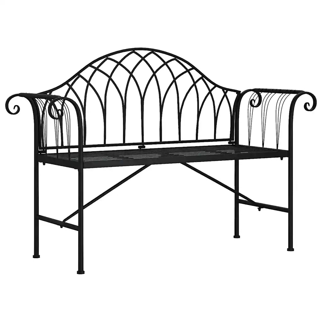 Panchina da Giardino | Panca da Giardino a 2 Posti 128 cm Nera in Acciaio