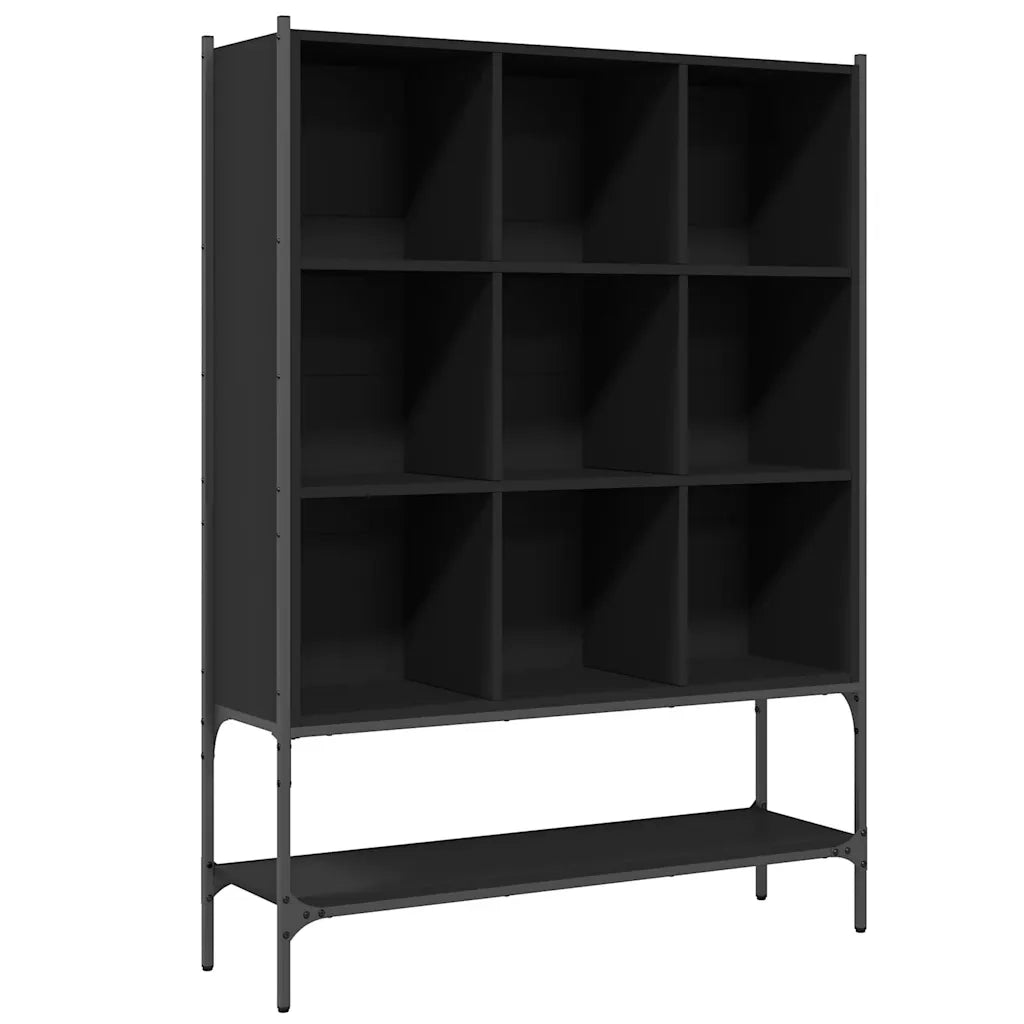 Libreria-Scaffale per Libri-Mobile di Stoccaggio Nera 102x30x141,5 cm in Legno Multistrato