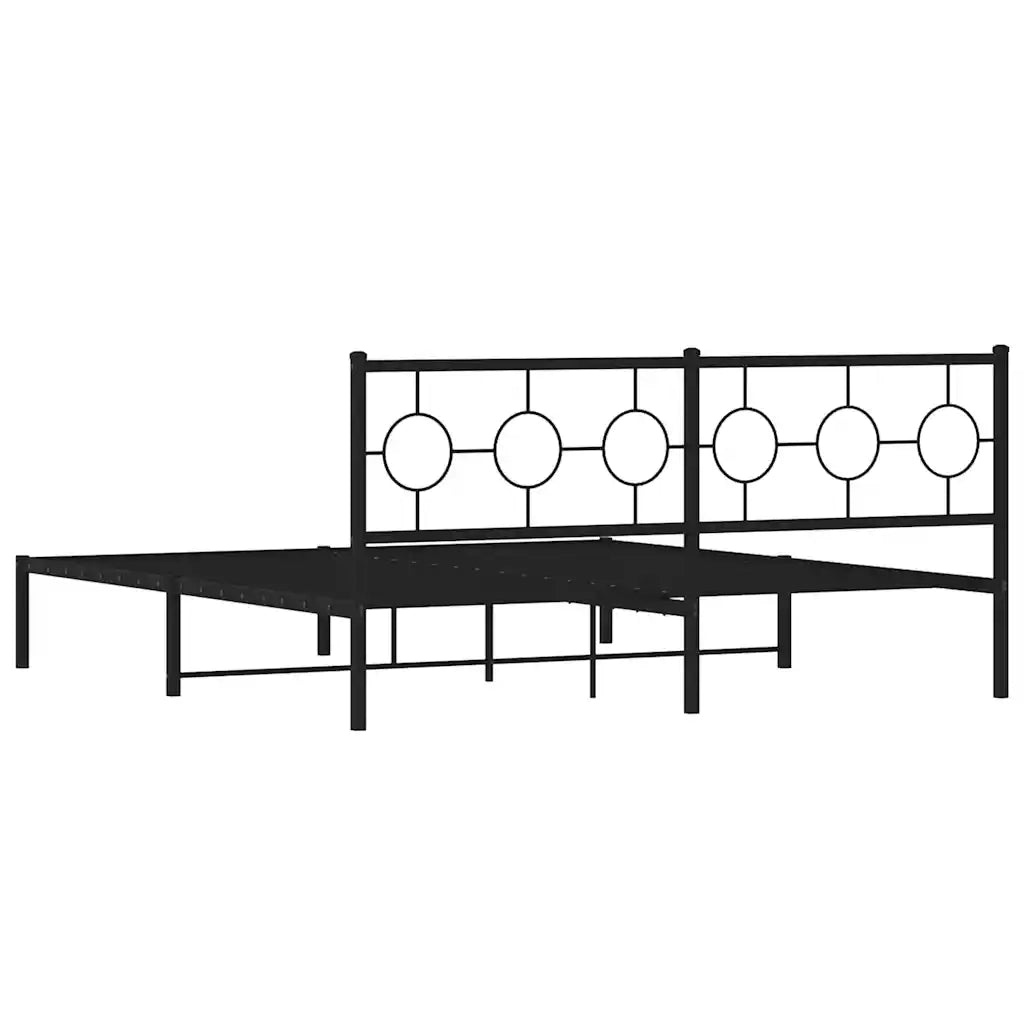 Giroletto con Testiera-Struttura Letto con testiera in Metallo Nero 183x213 cm 362860