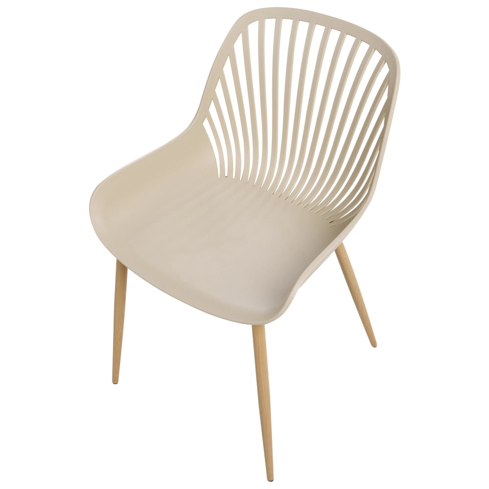 Sedia da pranzo robusta Materiale sintetico Legno poliestere Gambe in ferro Beige sala da pranzo