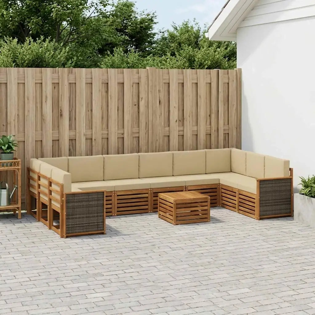 Set di divani da esterno con cuscino 8 pcs Naturale 3384919