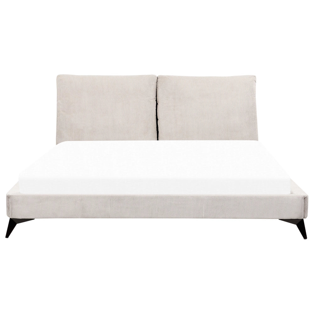 Letto imbottito moderno in velluto a coste beige 180 x 200 cm moderno elegante