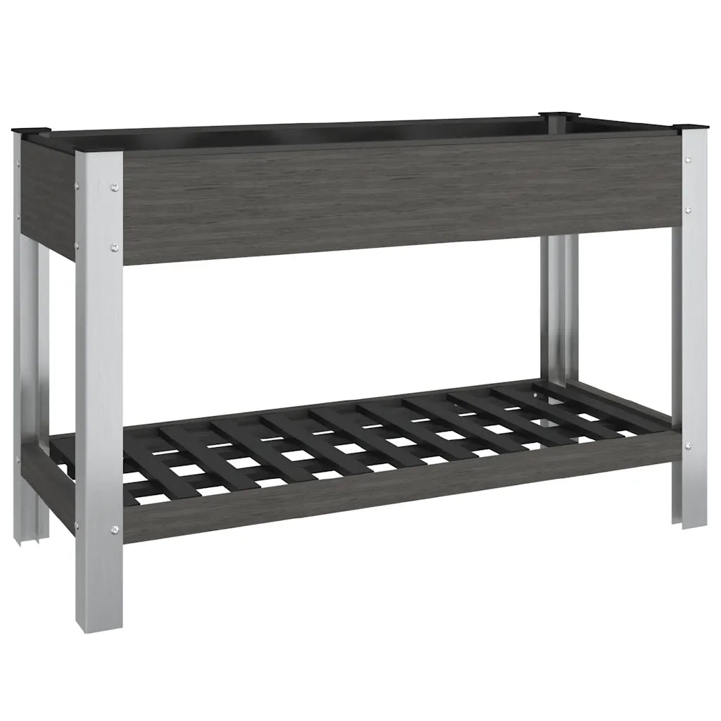 Fioriera | Cassetta per fiori | Vaso Rialzata Giardino con Ripiano Grigia 120x50x75 cm WPC